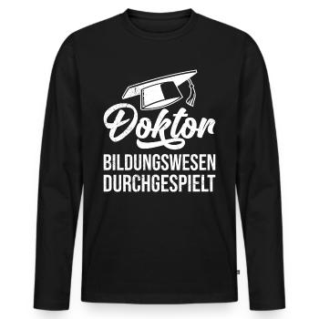 Études Terminées Doctor PhD Titre de PhD - T-shirt manches longues Premium bio Homme - noir - Devant - Nico (187cm)