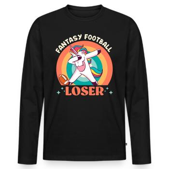 Fantasy Football Loser Einhorn Fantasy Football - Männer Premium Bio Langarmshirt - Schwarz - Vorne - Nico (187cm)