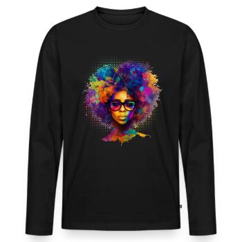 Afro Haare Afro Amerikanisch Afrikanische Frau - Männer Premium Bio Langarmshirt - Schwarz - Vorne - Nico (187cm)