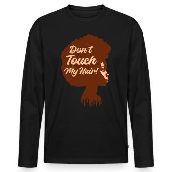 Afro Haare Afro Amerikanisch Afrikanische Frau - Männer Premium Bio Langarmshirt - Schwarz - Vorne - Nico (187cm)