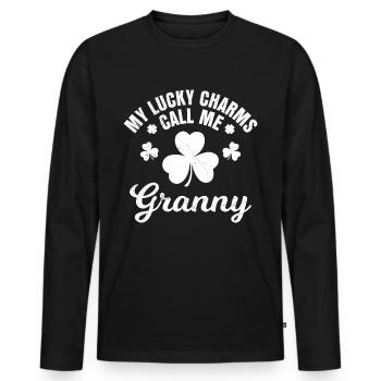 Meine Glücksbringer nennen mich Granny - Männer Premium Bio Langarmshirt - Schwarz - Vorne - Nico (187cm)
