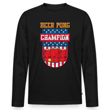 Stars and Stripes USA Beer Pong Champion Bier Pong - Männer Premium Bio Langarmshirt - Schwarz - Vorne - Nico (187cm)