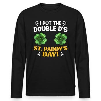 Double D à St Paddys Day Saint-Patrick - T-shirt manches longues Premium bio Homme - noir - Devant - Nico (187cm)