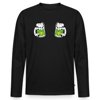 Irisches Bier Irland St. Patrick’s Day - Männer Premium Bio Langarmshirt - Schwarz - Vorne - Nico (187cm)