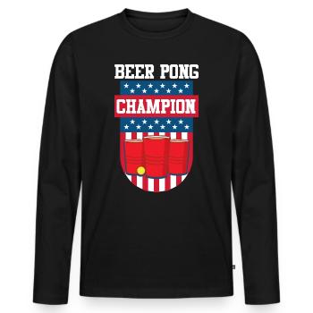 Stars and Stripes USA Beer Pong Champion Bier Pong - T-shirt manches longues Premium bio Homme - noir - Devant - Nico (187cm)
