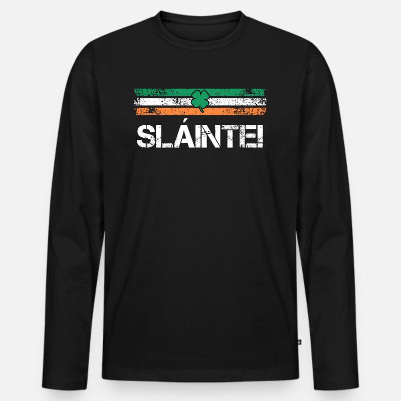 Slainte Irland Trinkspruch - Männer Premium Bio Langarmshirt - Schwarz