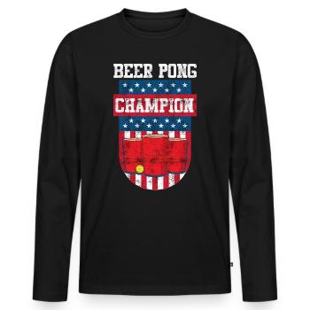 Stars and Stripes USA Beer Pong Champion Bier Pong - T-shirt manches longues Premium bio Homme - noir - Devant - Nico (187cm)