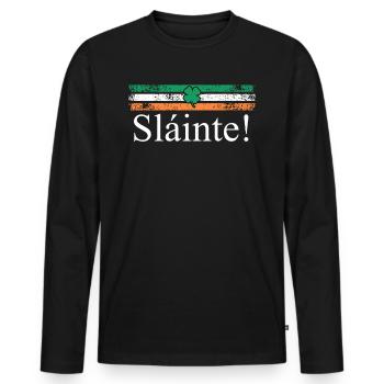 Slainte Ireland Toast - Men's Premium Organic Long Sleeve Shirt - black - Front - Nico (187cm)