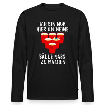 Beer Pong Bälle nass machen Party Bier Pong - Männer Premium Bio Langarmshirt - Schwarz - Vorne - Nico (187cm)