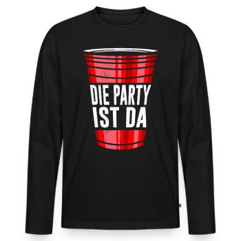 Beer Pong Die Party ist da Party Bier Pong - Männer Premium Bio Langarmshirt - Schwarz - Vorne - Nico (187cm)
