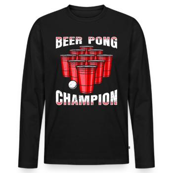 Bierpong Champion Beer Pong Champ Bier Pong - T-shirt manches longues Premium bio Homme - noir - Devant - Nico (187cm)