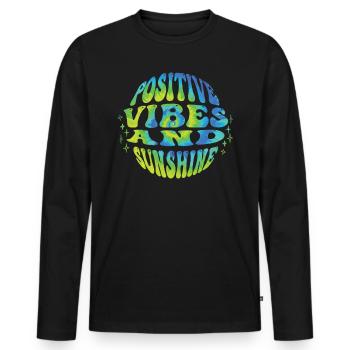 Ambiance positive et fête de vacances d’été ensoleillée - T-shirt manches longues Premium bio Homme - noir - Devant - Nico (187cm)