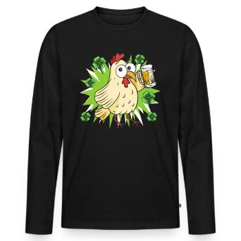 St. Patrick’s Day Huhn - Männer Premium Bio Langarmshirt - Schwarz - Vorne - Nico (187cm)