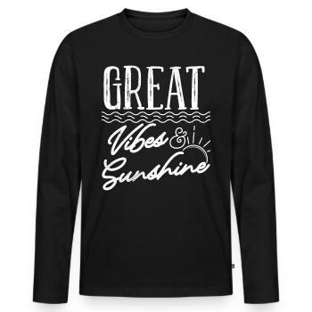 Super vibrations et fête des amis de vacances ensoleillée - T-shirt manches longues Premium bio Homme - noir - Devant - Nico (187cm)