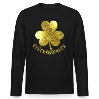 Lucky charm cloverleaf - Men's Premium Organic Long Sleeve Shirt - black - Front - Nico (187cm)