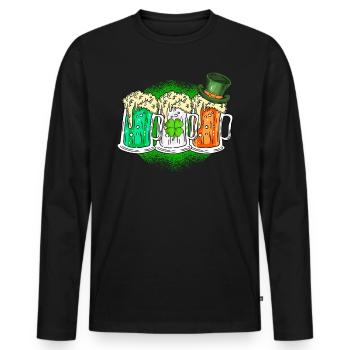 Irland Bier irischer St. Patrick’s Day - Männer Premium Bio Langarmshirt - Schwarz - Vorne - Nico (187cm)