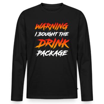 Attention j’ai réservé le forfait boissons party - T-shirt manches longues Premium bio Homme - noir - Devant - Nico (187cm)