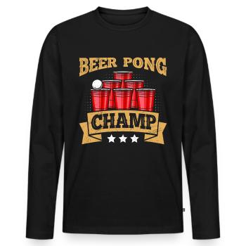 Bierpong Champion Beer Pong Champ Bier Pong - T-shirt manches longues Premium bio Homme - noir - Devant - Nico (187cm)