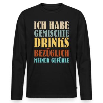 Gemischte Drinks bezüglich meiner Gefühle Party - Männer Premium Bio Langarmshirt - Schwarz - Vorne - Nico (187cm)