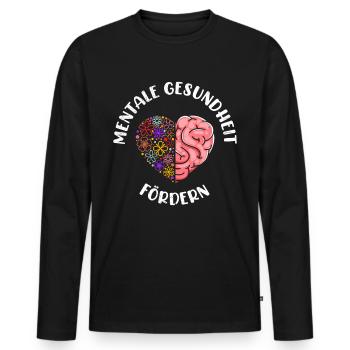 Mentale Gesundheit fördern Mental Health - Männer Premium Bio Langarmshirt - Schwarz - Vorne - Nico (187cm)