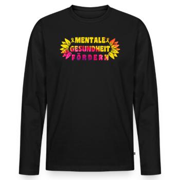 Mentale Gesundheit fördern Mental Health - Männer Premium Bio Langarmshirt - Schwarz - Vorne - Nico (187cm)