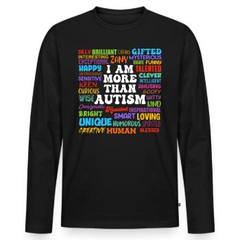 Sensibilisation à l’autisme Solidarité et sensibilisation - T-shirt manches longues Premium bio Homme - noir - Devant - Nico (187cm)