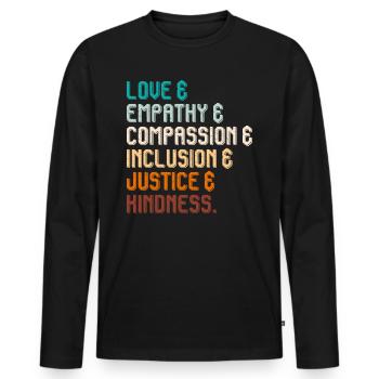 Inclusion Compassion Personnes handicapées - T-shirt manches longues Premium bio Homme - noir - Devant - Nico (187cm)