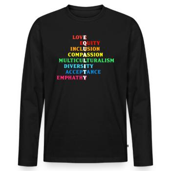 Inclusion Acceptation handicap Solidarité - T-shirt manches longues Premium bio Homme - noir - Devant - Nico (187cm)