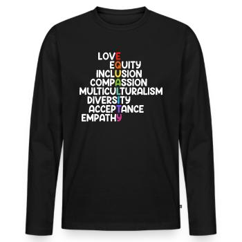 Inclusion Compassion Personnes handicapées - T-shirt manches longues Premium bio Homme - noir - Devant - Nico (187cm)