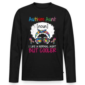 Sensibilisation à l’autisme Tante d’un autiste - T-shirt manches longues Premium bio Homme - noir - Devant - Nico (187cm)