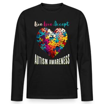 Autism Awareness Accept Understand Love - Men's Premium Organic Long Sleeve Shirt - black - Front - Nico (187cm)