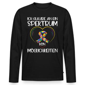 Autisme Je crois au spectre des possibilités - T-shirt manches longues Premium bio Homme - noir - Devant - Nico (187cm)