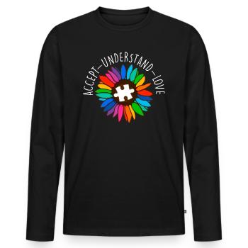 Autisme Diversité Conscience autistique - T-shirt manches longues Premium bio Homme - noir - Devant - Nico (187cm)