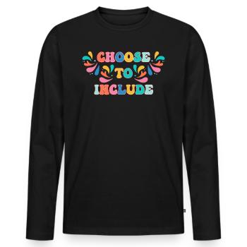Acceptation Choisir l’inclusion - T-shirt manches longues Premium bio Homme - noir - Devant - Nico (187cm)