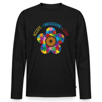 Autism Awareness Accept Understand Love - Men's Premium Organic Long Sleeve Shirt - black - Front - Nico (187cm)