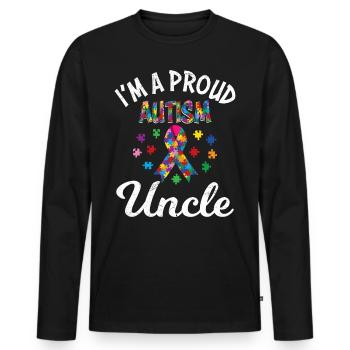 Stolzer Onkel von autistischem Kind Bewusstsein - Männer Premium Bio Langarmshirt - Schwarz - Vorne - Nico (187cm)