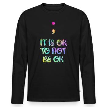 Mental Health It is ok to not be ok - Men's Premium Organic Long Sleeve Shirt - black - Front - Nico (187cm)