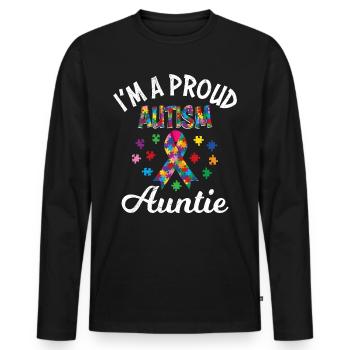 Autismus Bewusstsein Tante eines autistischen - Männer Premium Bio Langarmshirt - Schwarz - Vorne - Nico (187cm)