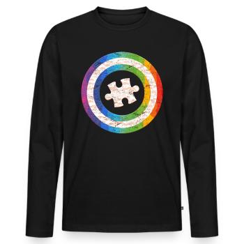 Autisme Diversité Conscience autistique - T-shirt manches longues Premium bio Homme - noir - Devant - Nico (187cm)