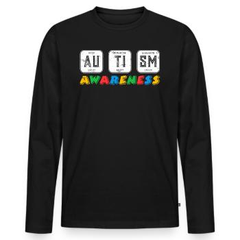 Sensibilisation Diversité Autistique Justice - T-shirt manches longues Premium bio Homme - noir - Devant - Nico (187cm)