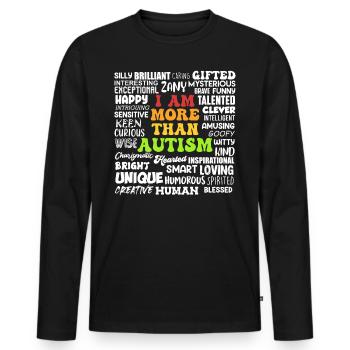 Sensibilisation à l’autisme Solidarité et sensibilisation - T-shirt manches longues Premium bio Homme - noir - Devant - Nico (187cm)