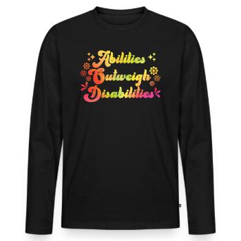 Solidarité handicap Compassion et acceptation - T-shirt manches longues Premium bio Homme - noir - Devant - Nico (187cm)
