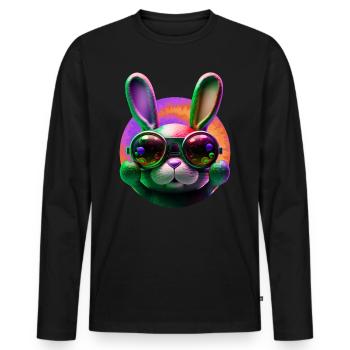 Easter Bunny Face Easter Bunny Rabbit Easter - Men's Premium Organic Long Sleeve Shirt - black - Front - Nico (187cm)