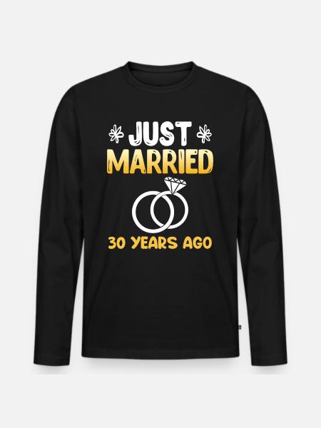 Lige gift 30 år 30 års bryllupsdag - Premium økologisk langærmet T-shirt til mænd - sort