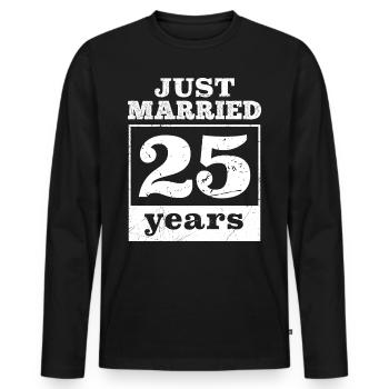 Juste marié 25 ans Noces d’argent - T-shirt manches longues Premium bio Homme - noir - Devant - Nico (187cm)