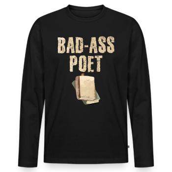 Bad-Ass Poets Poetry and Poems Poet - Men's Premium Organic Long Sleeve Shirt - black - Front - Nico (187cm)