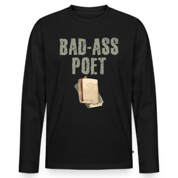 Bad-Ass Poets Poetry and Poems Poet - Men's Premium Organic Long Sleeve Shirt - black - Front - Nico (187cm)