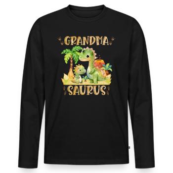 Omasaurus Dinosaurier Grandma Muttertag Granny - Männer Premium Bio Langarmshirt - Schwarz - Vorne - Nico (187cm)