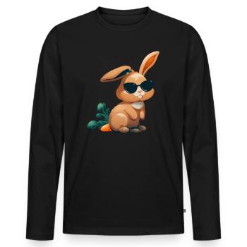 Easter Bunny Face Easter Bunny Rabbit Easter - Men's Premium Organic Long Sleeve Shirt - black - Front - Nico (187cm)