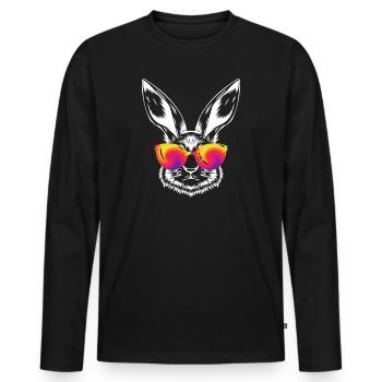 Easter Bunny Face Easter Bunny Rabbit Easter - Men's Premium Organic Long Sleeve Shirt - black - Front - Nico (187cm)